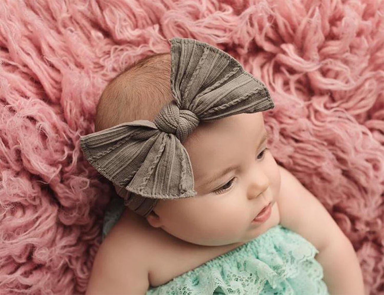 2019 Baby Accessories Kid Girl Baby Broad Headband Toddler Cotton Linen Fashion Bow Hemp Pattern Hair Band Solid Photo Props